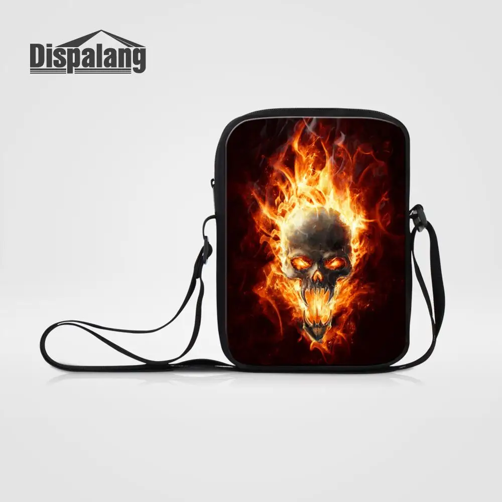 Dispalang Повседневное мужские маленькие Курьерские сумки череп печати Crossbody мешок для детей сумка Студент Дети Книга сумка - Цвет: Черный