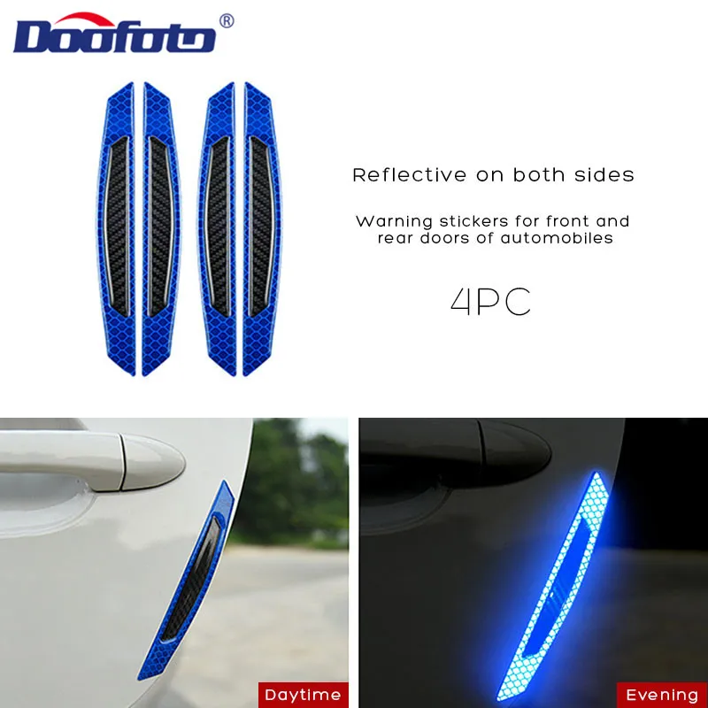 Car Door Blue DOOFOTO Автомобильная Светоотражающая полоса углеродное волокно наклейка для укладки мягкая Предупреждение универсальный для Toyota Corolla Nissan Mazda весь автомобиль - Цвет: Car Door Blue