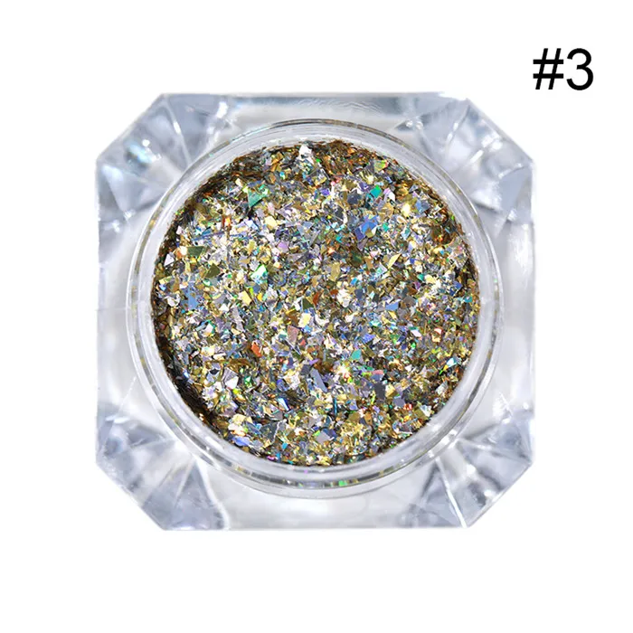 Color 3 1 коробка Holo Блестки для ногтей нерегулярные флаконы голографическая пудра блестка для домашнего маникюра художественное украшение - Цвет: Color 3