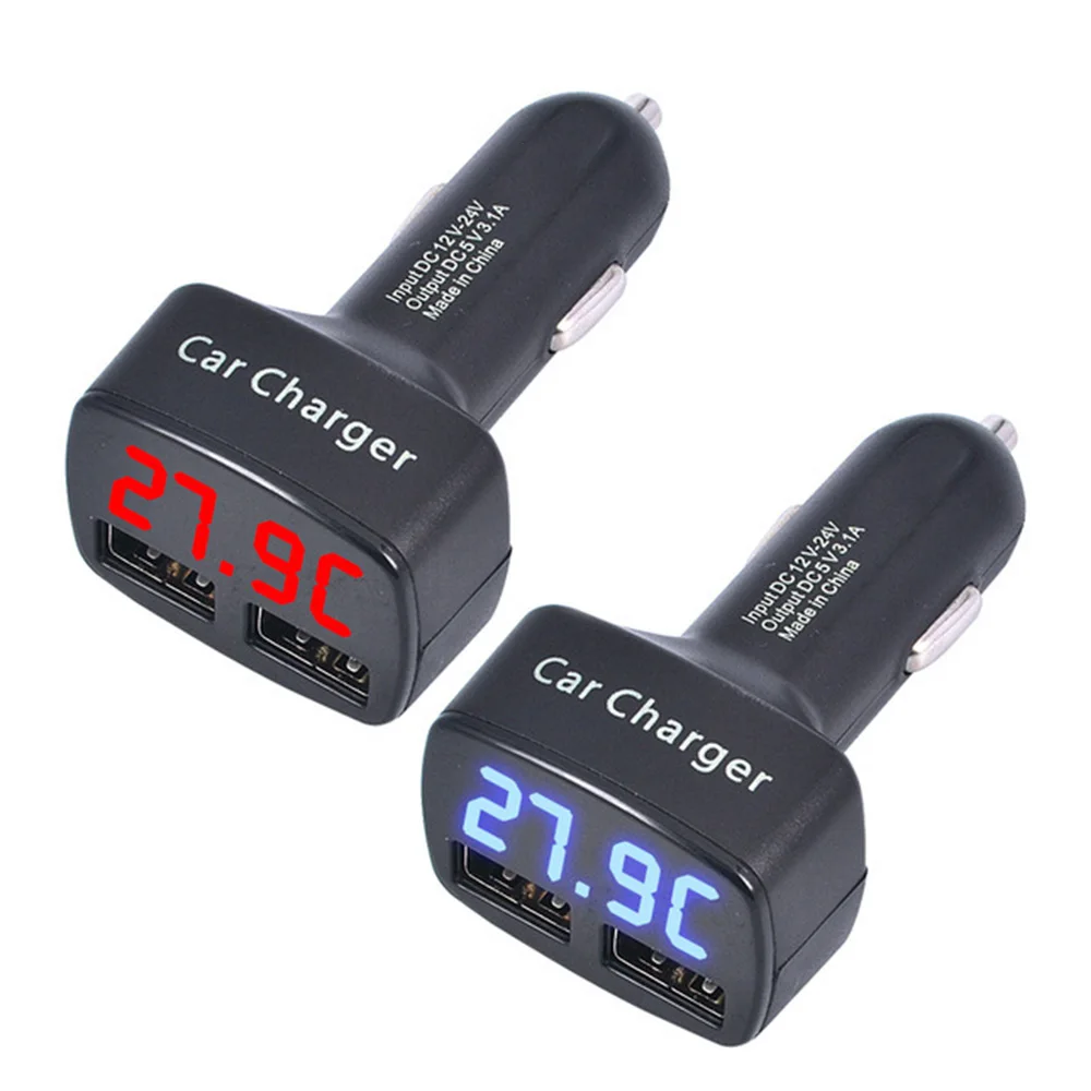 Двойной USB Автомобильное зарядное устройство 5 В 3.1A Универсальный с напряжение температура измеритель тока тестер адаптер цифровой светодиодный дисплей