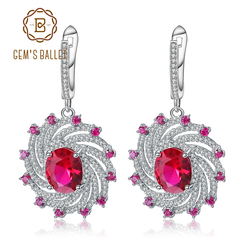 Роскошные серьги подвески с рубином массивное ювелирное изделие для влюбленных