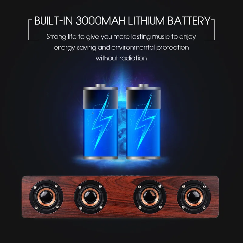 FDGAO деревянный стерео сабвуфер Bluetooth динамик Hifi портативный беспроводной TF FM Саундбар бас музыкальный звуковой ящик Громкий динамик для телефонов