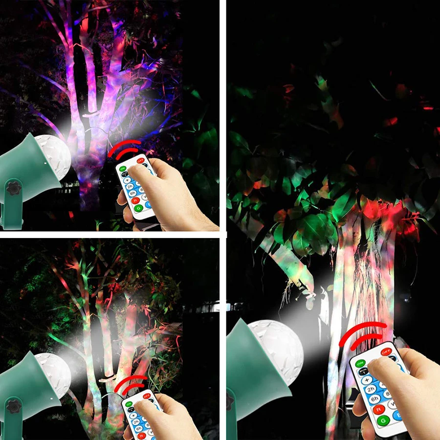 

Waterproof Garden Tree Light RGBW 14 Color Modes LED Water Wave Ripple Stage Light Christmas Flame Fire LED laser Projector lamp