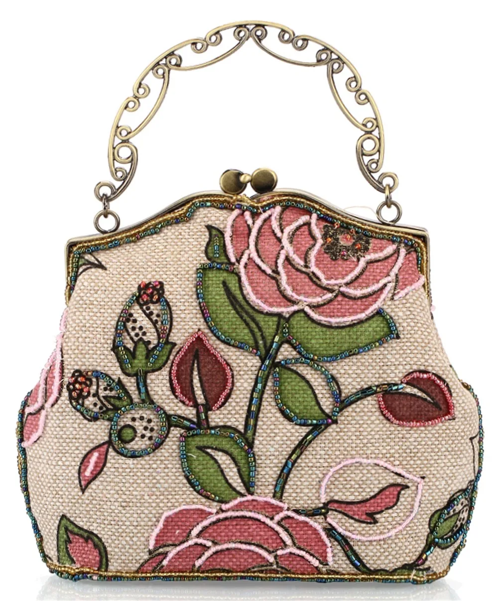 Женская Винтаж Белье Цветок Из Бисера Сумочка Вечерняя Сцепления Кошелек|clutch