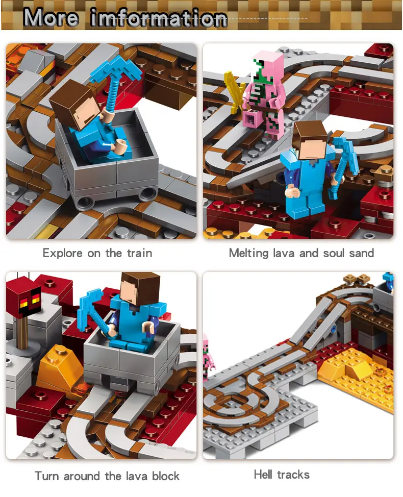 Мой Мир ад адская поезд Стив зомби свинья Совместимость Legoings цифры Minecrafted