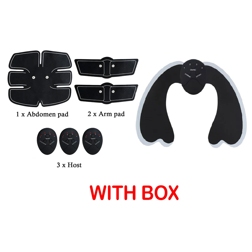 white 1 with box Фитнес миостимулятор мышц стимулятор пояс потеря веса EMS тренажер для бедер набор брюшных поясов для похудения ABS Набор стимуляторов мышц - Цвет: white 1 with box
