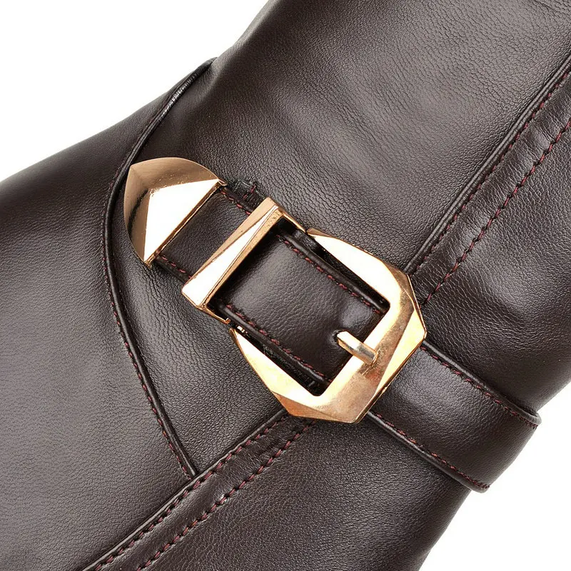 Сапоги для верховой езды до колена на молнии сбоку Женские зимние ботинки