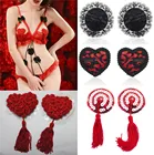 Круглая форма кружева в форме сердца Наклейки на соски сексуальные блестки на соски с кисточками наклейки на грудь секс-продукт