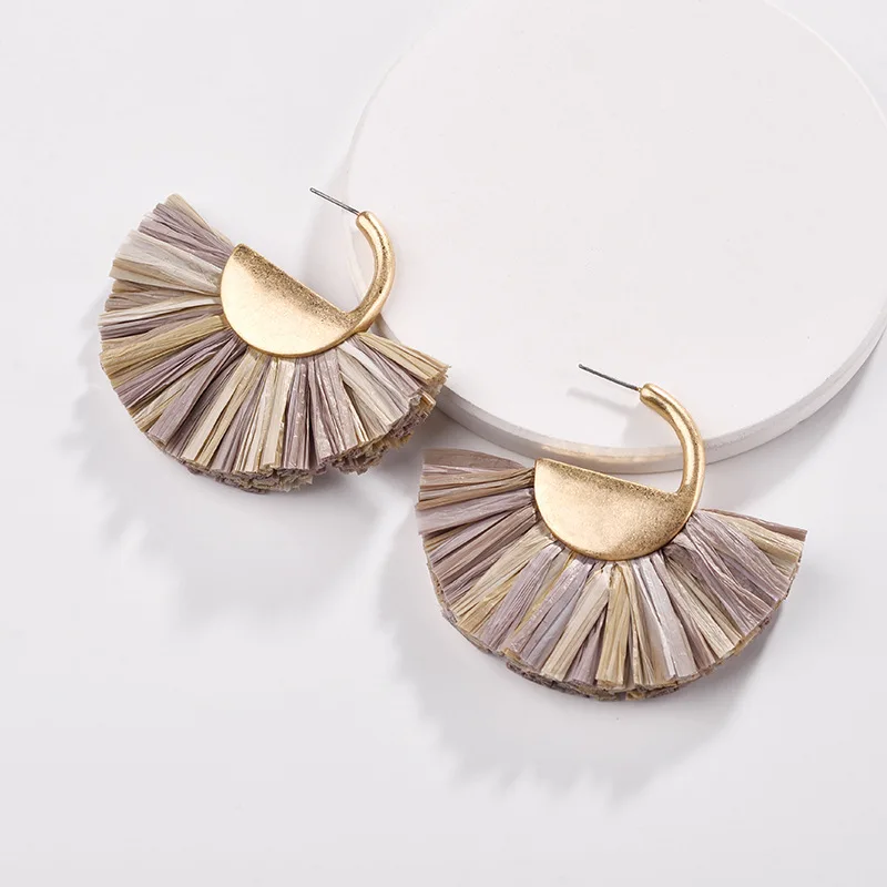 Популярные Модные богемные серьги HUIDANG красочные из рафии новые женские с