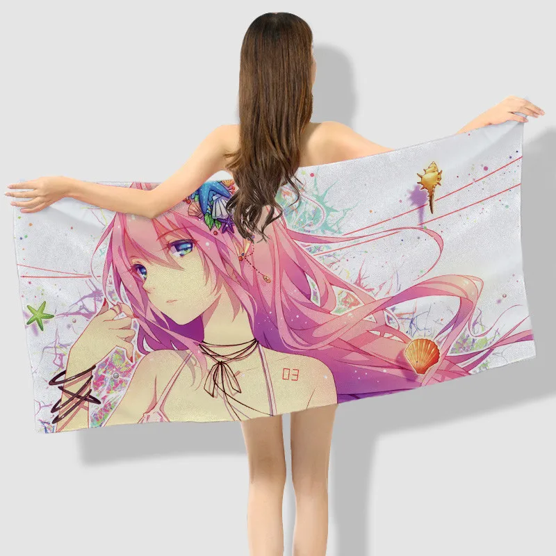 Аниме Манга Хацунэ Мику Вокалоид банное полотенце для пляжа полотенце 002 - Цвет: Синий