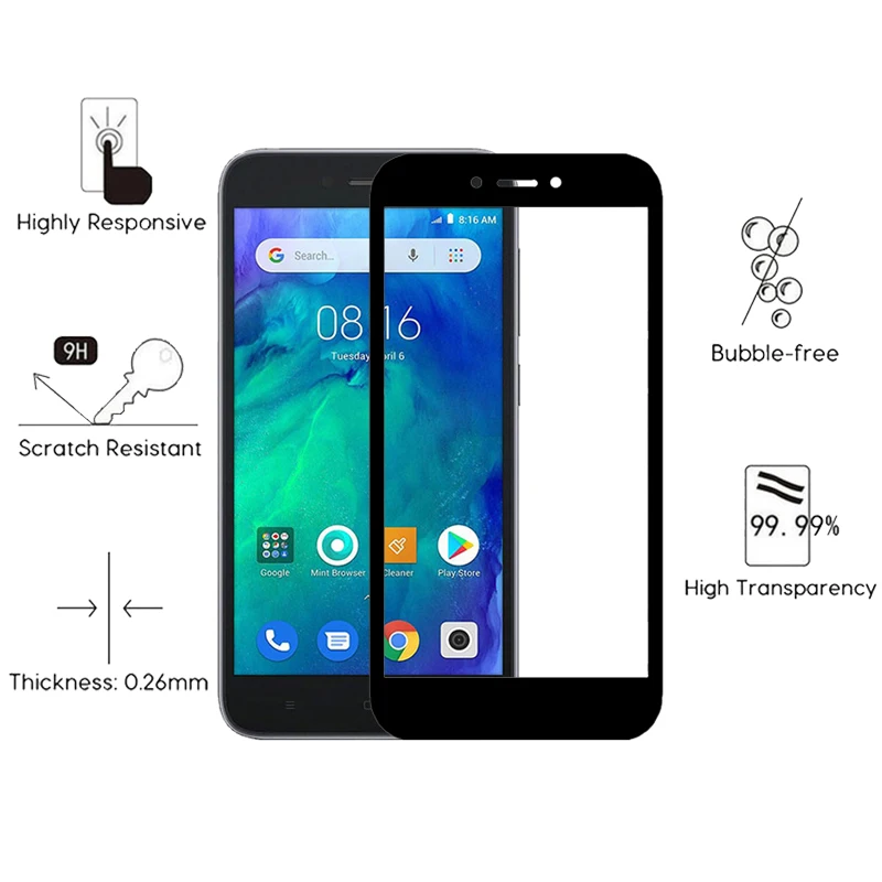 Защитная пленка для Xiaomi Redmi go 9h полное покрытие Защита экрана xiami 5 0 дюйма