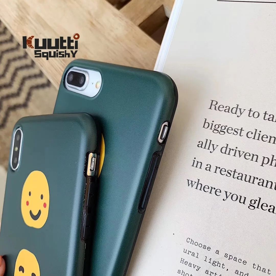 Kuutti Squishy Cute Funny Breif Green Emoji Face Boys Girls Women Summer Phone Case for iPhone 6 6s 7 8 Plus X XR XS Max Covers |