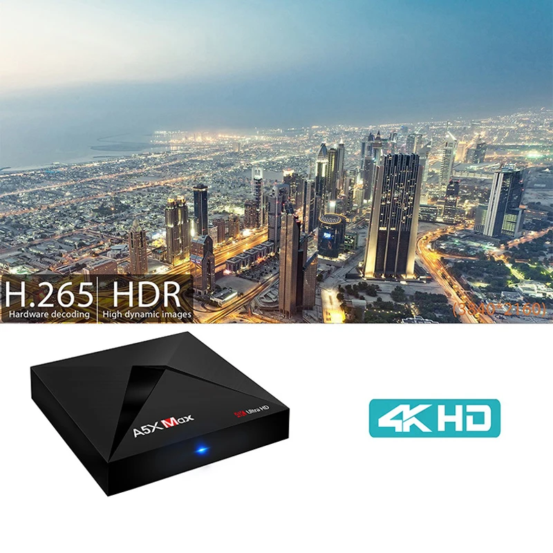 OTHA A5X Max 4 ГБ 32 Smart Android 7 1 ТВ Box двойной WiFi 1000 м LAN BT RK3328 Quad Core MINI PC VP9 H.265 HDR10 К