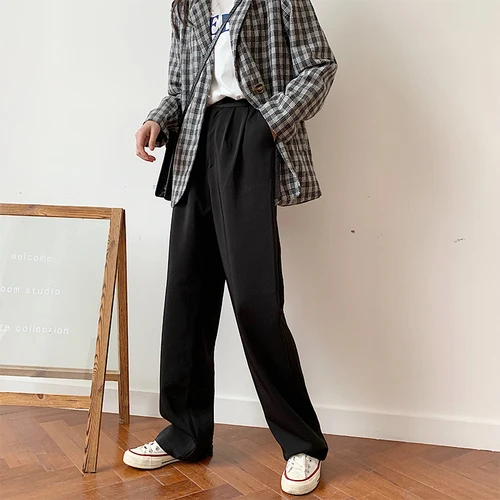 Pantalon Femme 2019 Autumn Fashion Women Wide Leg Pants High Waist Brief Casual Loose Full-length Trousers BV77 | Женская одежда