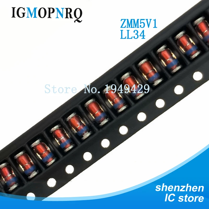 

200PCS/LOT ZMM5V1 LL34 5.1V 5V1 0.5W 1/2W Zener Diode SMD diode