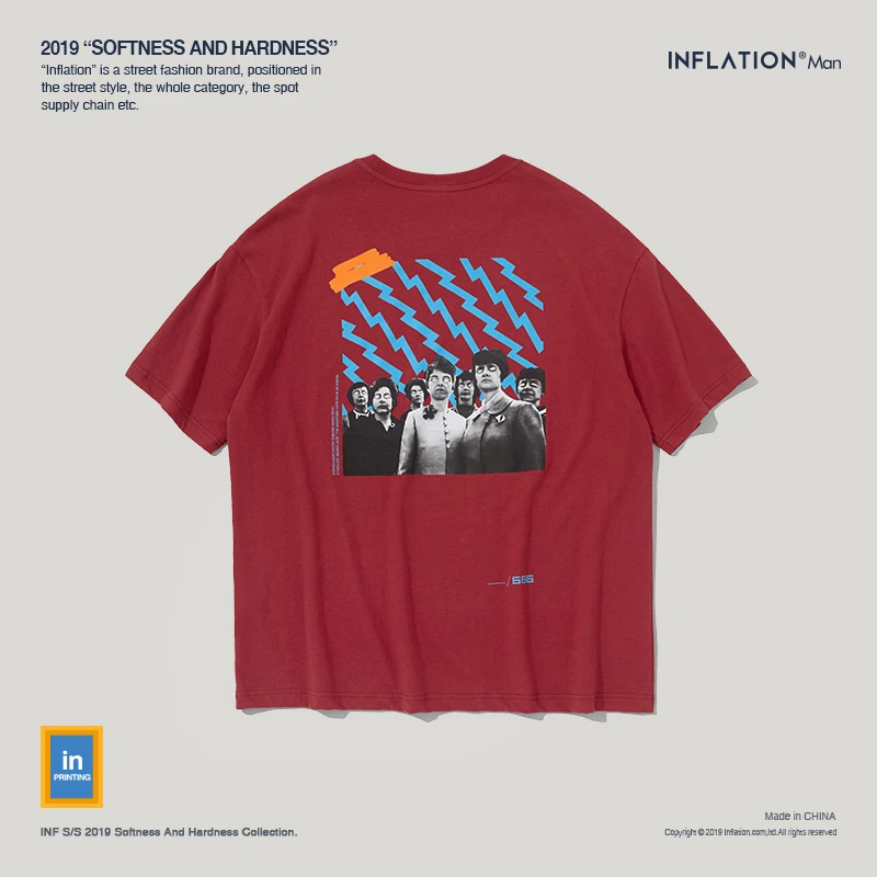 Мужская футболка INFLATION летняя в стиле хип хоп с принтом 9142S|Мужские футболки| |
