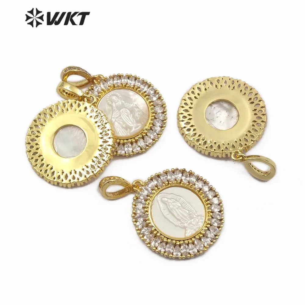 Женский кулон в виде ракушек Благородная Дева Святого бенедика с фианитами