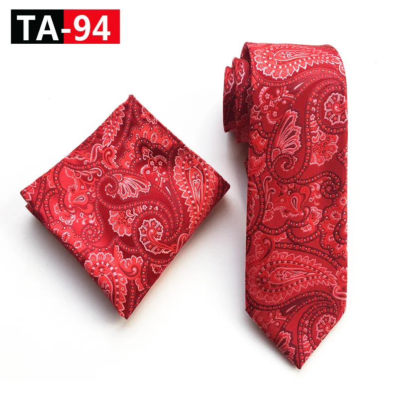 TA-94 Classic Novelty 23 Style Mens Tie Pocket Square Set Silk Paisley Flower Floral Gird Necktie Set Business Wedding Party Tie Set - Цвет: TA-94