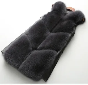 Женская меховая безрукавка Lisa Colly, теплая зимняя безрукавка из искусственного меха лисы, Женская пушистая Толстая меховая безрукавка