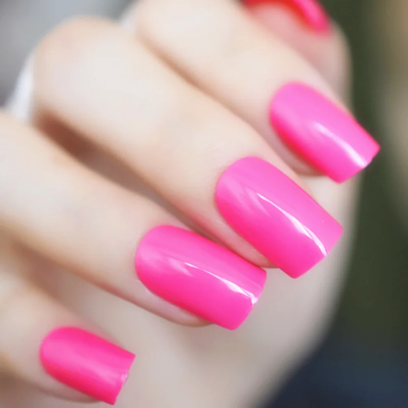 

24pcs Red Square Long False Nails Impress Press-on Manicure Tips Reusable Trendy Fake Nails For Nail Extension