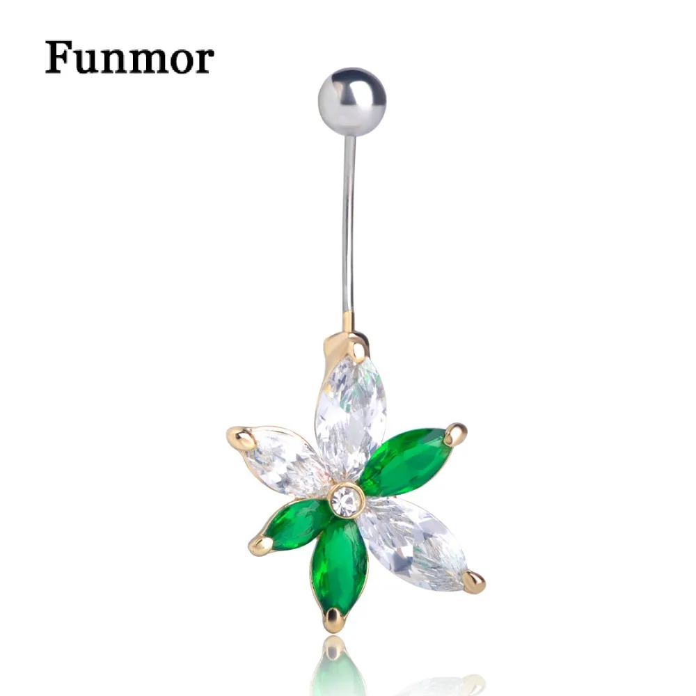 Кольца с розовым цветком и колокольчиком для пупка разные цвета|body piercing jewelry|piercing