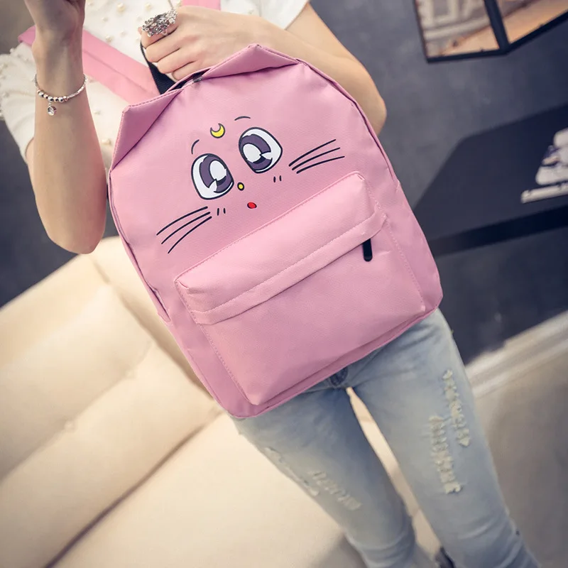 Хит женские холщовые рюкзаки кошачьи глаза животные печать школьные сумки для