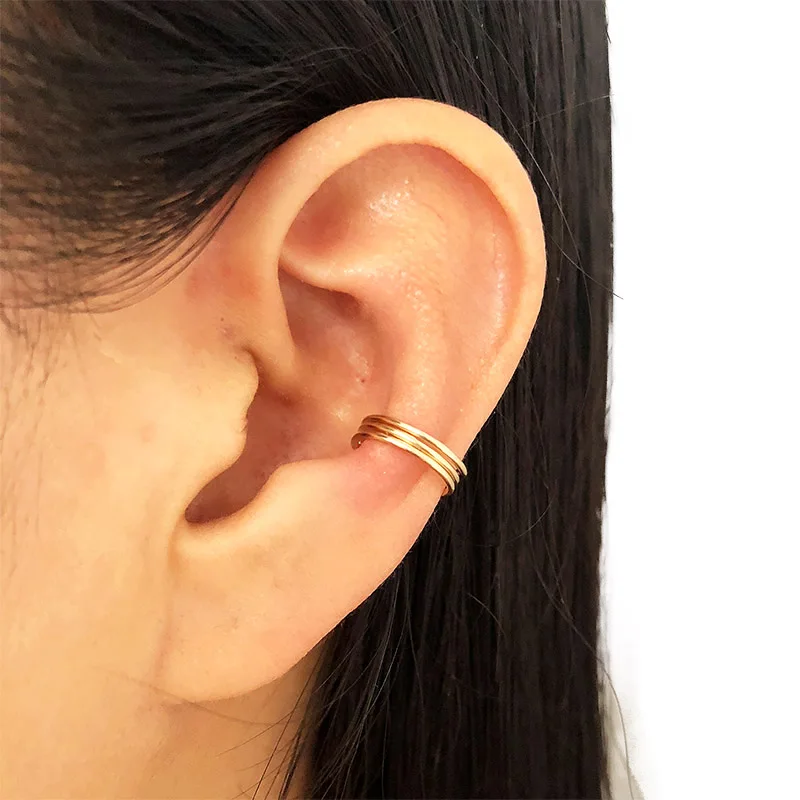 

Domino handmade Three Band Earcuff minimalist No Piercing creative Women Fashion Jewelry Men Unisex Gift wire wrapping