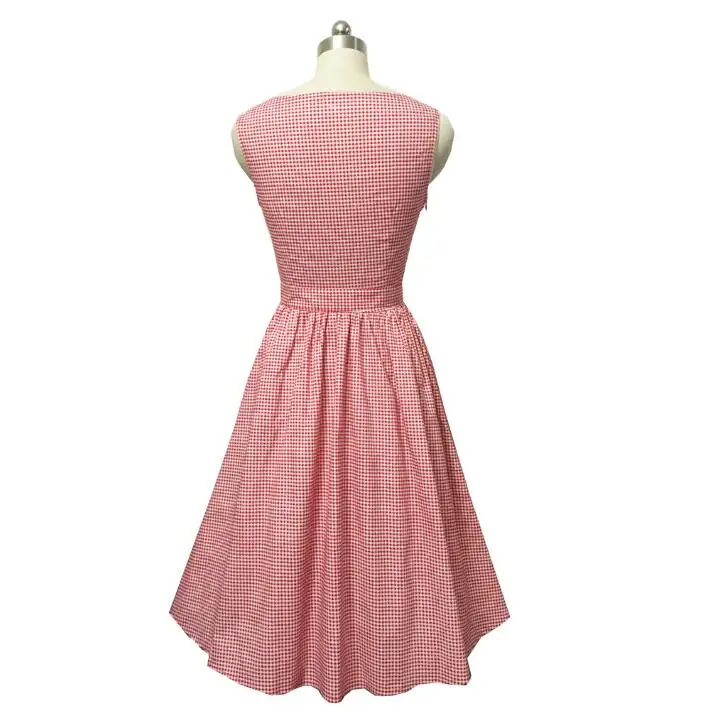 Новые женские Клетчатый узор Slash Средства ухода за кожей Шеи 1950 s рокабилли