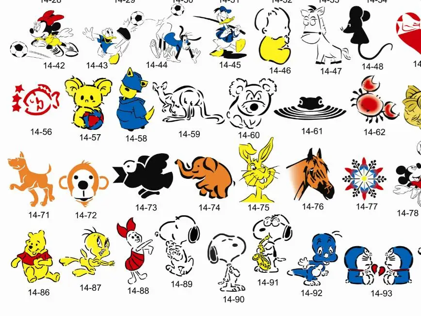 Новый unit14 100 Дизайн Мультфильм Золотой Феникс временные трафареты для