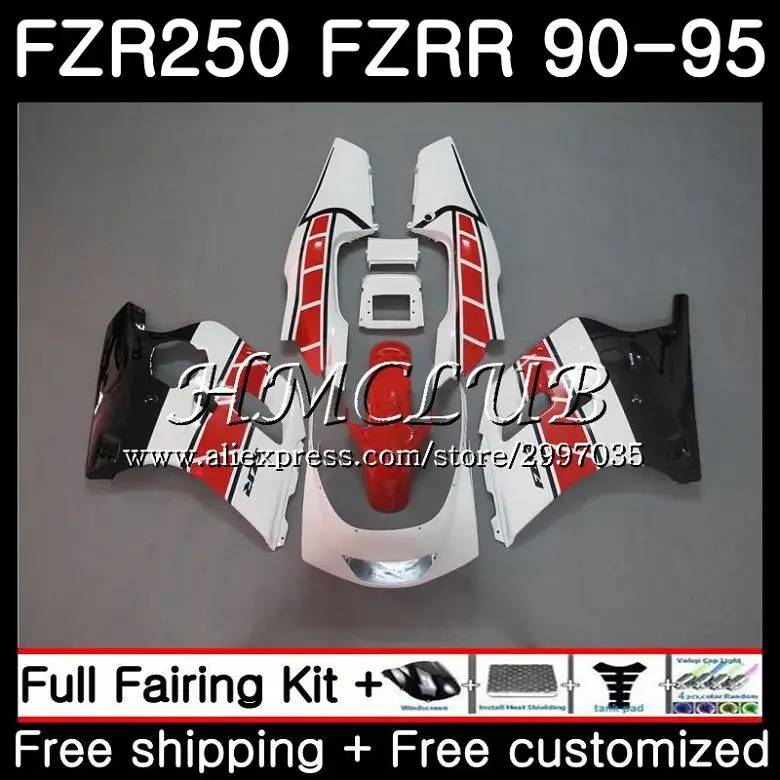 Обтекатель FZR250R красный белый обтекатель для YAMAHA FZR 250 1990 1991 1992 1993 1994 1995 2h4. 4 FZRR 250R R