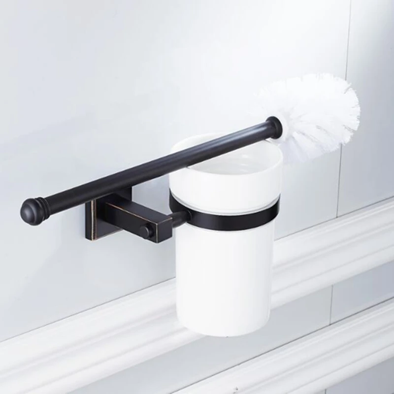 

Black Square Bathroom Towel Holder Bath Towel Shelves Toilet Brush Holder Bronze Soap Holder Toilet Paper Holder