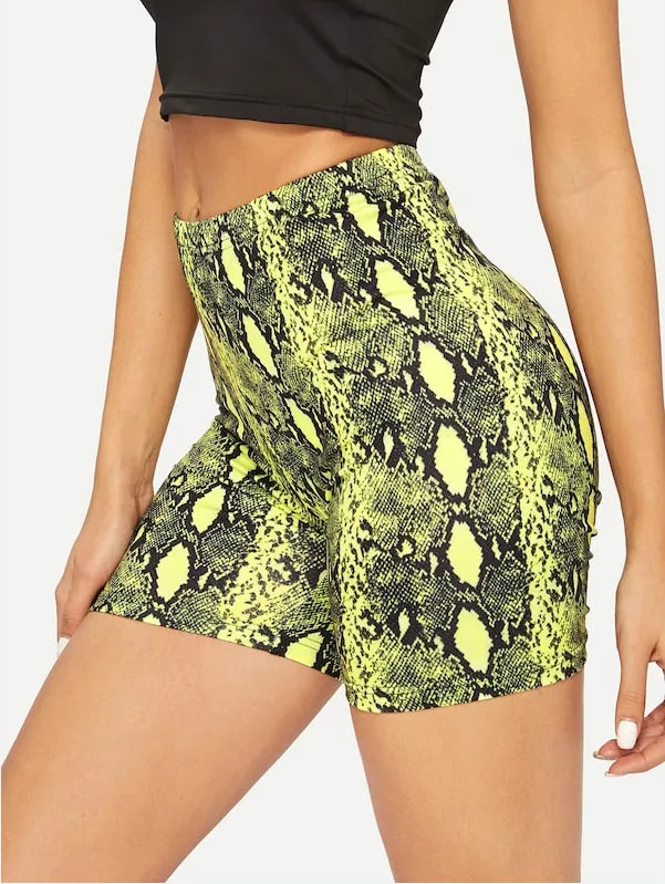 Шорты для йоги шорты с эффектом пуш ап фитнеса Короткие штаны принтом змеиной