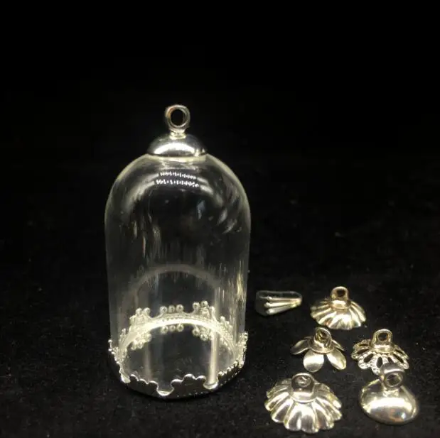 Трубчатый стеклянный глобус 5 компл./лот 30*20 мм с серебряной короной базовый лоток