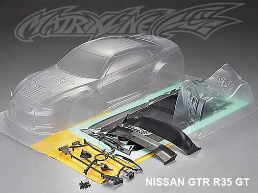 Белый 1 комплект GTR35 GT 1/10 1:10 drift RC PC корпус 195 ширина прозрачный чистый не окрашенный drift корпус RC hsp hpi trax Tamiya - Цвет: Белый