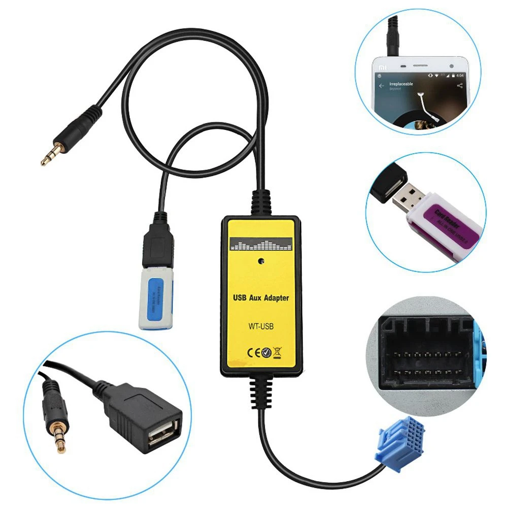 Автомобильный адаптер Aux USB для Mp3 телефона кабель 3 5 мм вспомогательный смены