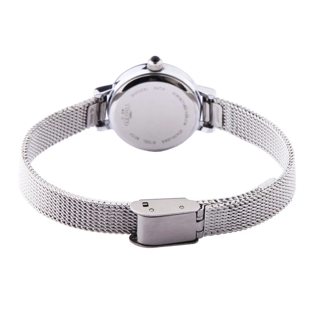 Time100 Женские Кварцевые Часы Тонкий Серебряный Сетка Из Нержавеющей Стали Ремешок
