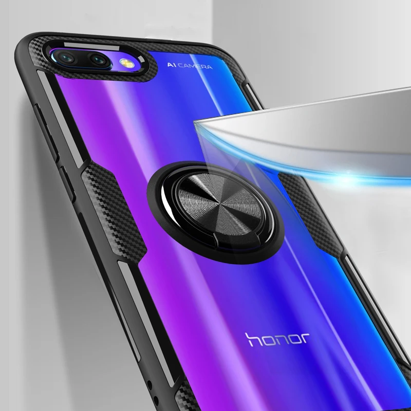 Чехол Honor 10 Lite для Huawei прозрачный противоударный чехол с держателем кольца на