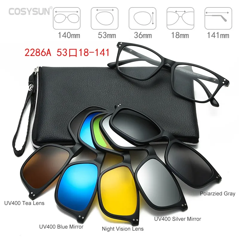 2286 5 lens 1 frame Солнцезащитные очки с различными линзами, мужские магнитные солнцезащитные очки, женские очки с магнитным зажимом, оптические очки для близорукости, оправа с 5 линзами - Цвет линз: 2286 5 lens 1 frame