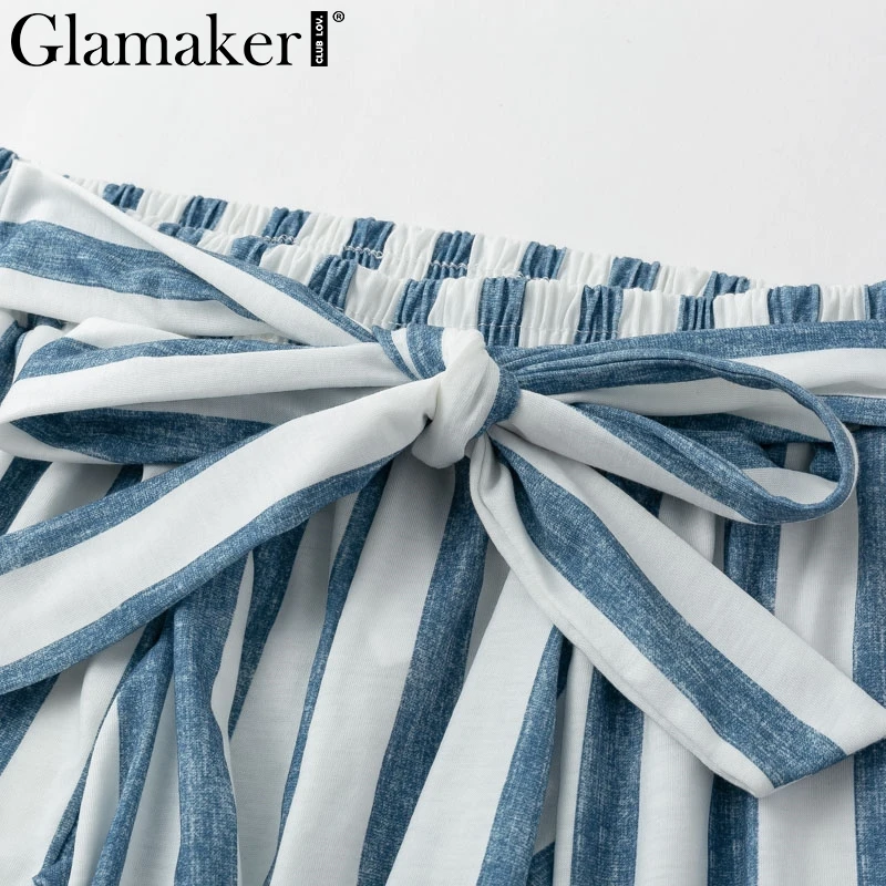 Glamaker полосатый Женский комбинезон без бретелек летний укороченный с оборками