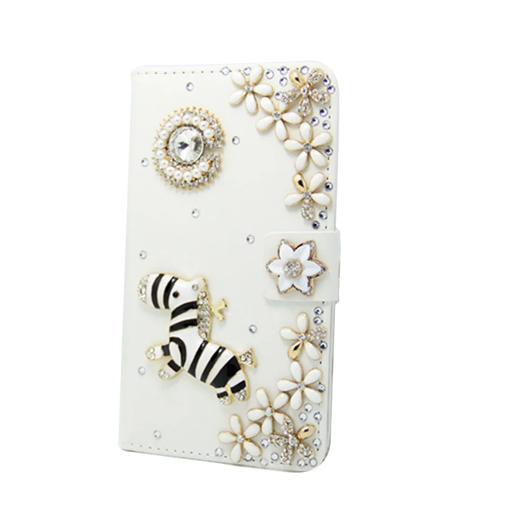 Crystal Rhinestone flower Cute Phone Case For HTC M10 Luxury Bling Diamond Wallet Card Slots Leather Cover |