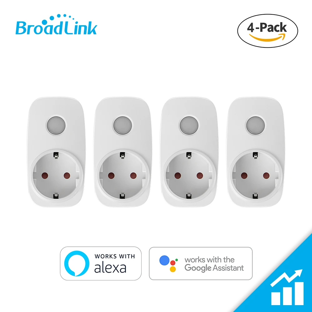 Умная розетка для замеров BroadLink SP3S 4 упаковки Беспроводная с таймером работает Alexa