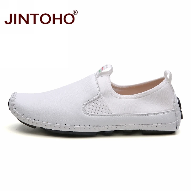 JINTOHO/Мужская обувь из натуральной кожи; модная мужская кожаная обувь; мужские лоферы без застежки; повседневные кожаные водонепроницаемые мокасины; большие размеры
