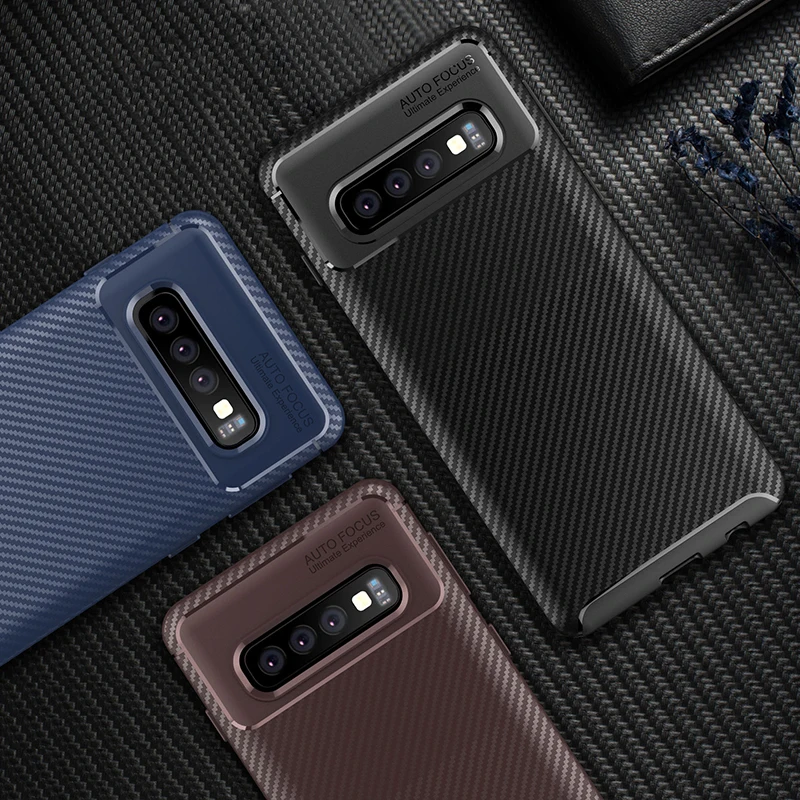 Чехол для Samsung Galaxy S10 Plus чехол из углеродного волокна Мягкая силиконовая задняя