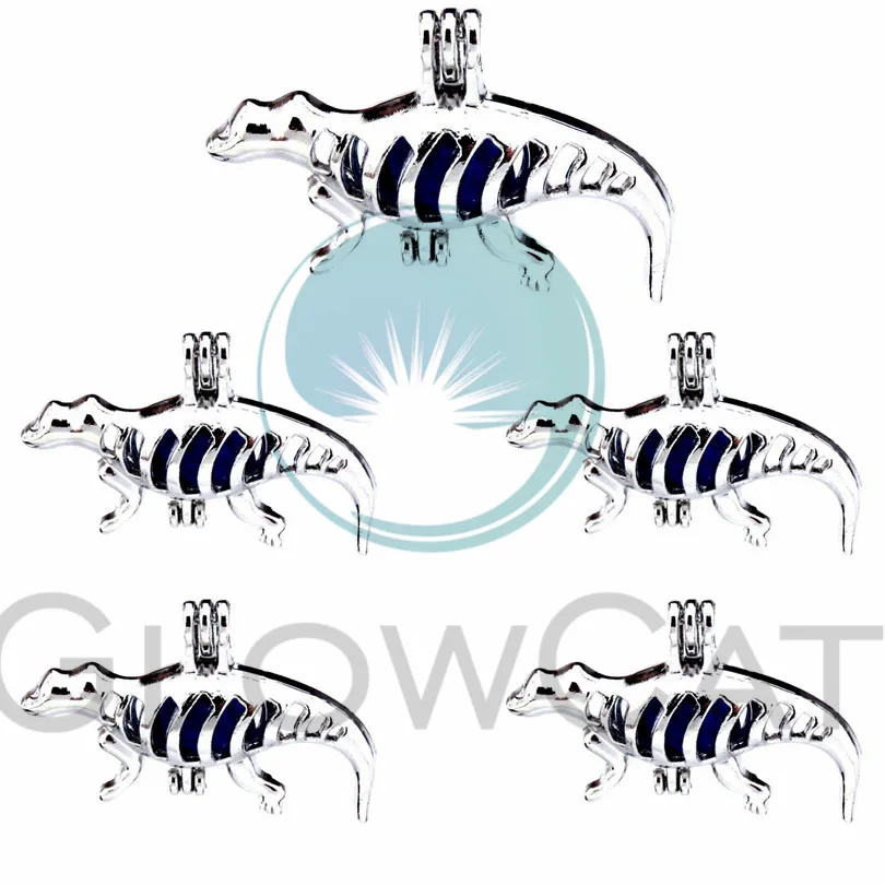

5X Dinosaur Pearl Cage Locket Pendant Jewelry DIY Bead Cage Aroma Essential Oil Diffuser For Oyster Pearl