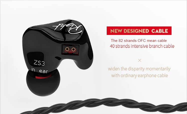 KZ ZS3 наушники Hifi наушники съемный кабель в ухо шумоподавление спортивные наушники с микрофоном для мобильного телефона