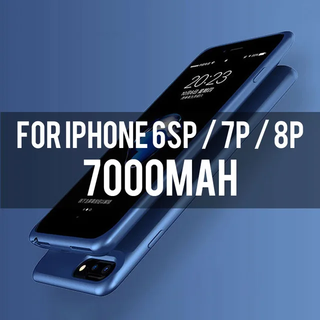 5.5inch Blue 7000 Чехол для аккумулятора для iPhone X XS, мягкий тонкий внешний аккумулятор, чехол для iPhone 6, 7, 8, 6S Plus, внешний аккумулятор, зарядное устройство, чехол для iPhone - Цвет: 5.5inch Blue 7000