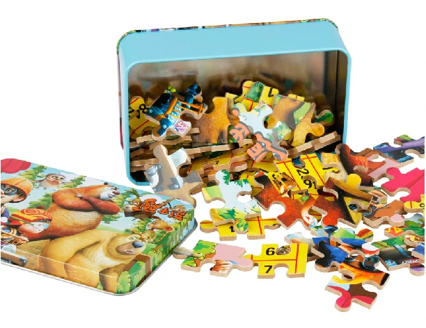 Iron Box Cartoon Wooden Jigsaw Puzzle toys for kindergarten presents gifts (60 pcs) | Игрушки и хобби