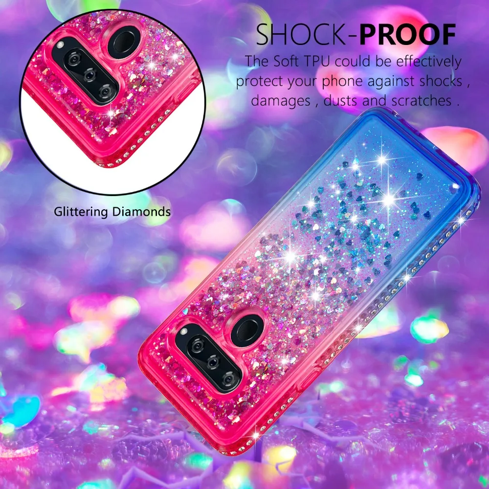 Мягкий чехол Quicksand Dynamic Liquid для LG V40 ThinQ /G7 /X power 3 /Stylo 4/Aristo 2 блестящий с алмазной