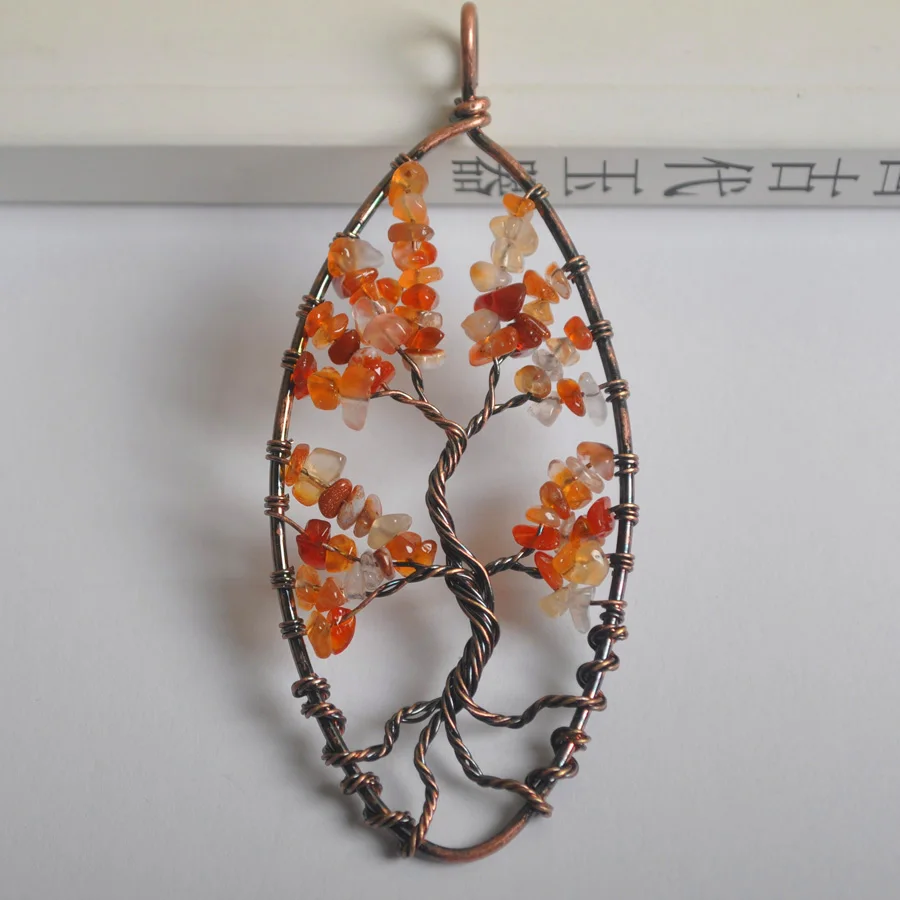 Натуральное дерево жизни ручной работы красная сердолическая бронза медная