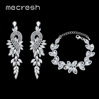 mecresh color bridal jewelry sets rhinestone floral wedding earrings bracelet sets women wedding accessories eh946sl046